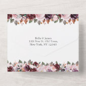 Marsala Rode Bloemen Herfst Alles in Een Bruiloft  All In One Uitnodiging (Achterkant)