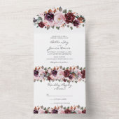 Marsala Rode Bloemige Herfst All in One Trouw Uitn Uitnodiging (Binnen)