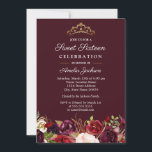 Marsala Rode Bourgogne Bloemen Sweet 16 Uitnodigin Kaart<br><div class="desc">Meer  bloemen Sweet Sixteen 16th Birthday Invitation in de Little Bayleigh Store!</div>