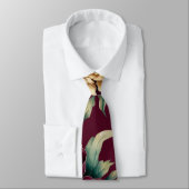 Marsala Rode en Gouden Pioenenbruidegom Stropdas (Gebonden)