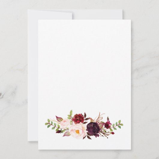 Marsala Rode Herfst Gouden Oefen Dinerkaart Kaart (Achterkant)