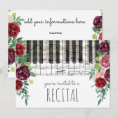 Marsala Rode waterverf Bloemen Muziek recital Kaart (Voorkant / Achterkant)