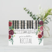 Marsala Rode waterverf Bloemen Muziek recital Kaart (Staand voorkant)