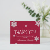 Marsala rode Winter Snowflake Dank U Kaart (Staand voorkant)