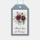 Marsala Rood en Blauw Bloemstuk Bedankt Cadeaulabel (Voorkant)