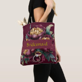 Marsala Rood en Goud Pioen Bruidsmeisje Cadeau Ges Tote Bag (Dichtbij)