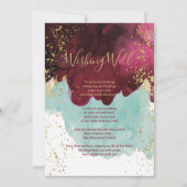 Marsala Rood Teal Watercolor Goud Wensput Kaart (Voorkant)