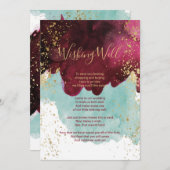 Marsala Rood Teal Waterverf Goud Wensput Kaart (Voorkant / Achterkant)