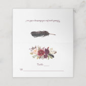 Marsala Rood Wit Rozen Boho veren Plaatskaarten Plaatskaartje (Buitenkant ongevouwen)
