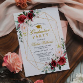 Marsala Roos Afstudeerfeest Girly Floral Kaart