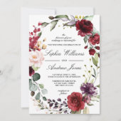 Marsala Roos Floral Wedding Kaart (Voorkant)