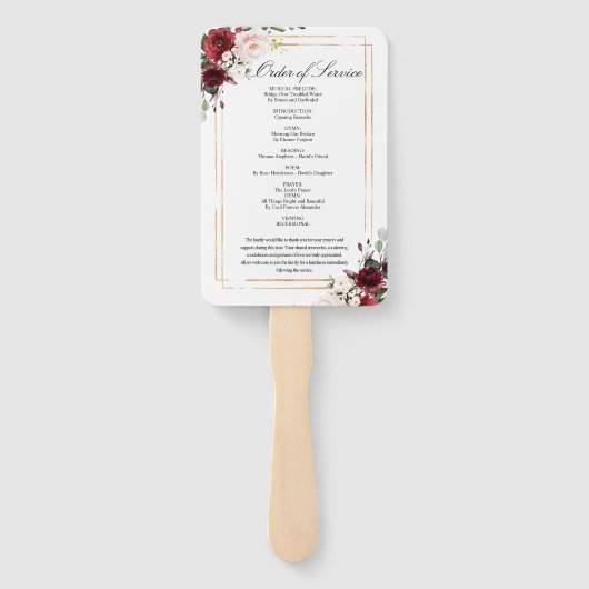 Marsala Roos Funeral Programme set vans Handwaaier (Achterkant)