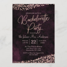 Marsala Roos Gold Bachelorette Feestuitnodiging