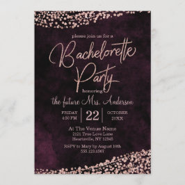 Marsala Roos Gold Bachelorette Feestuitnodiging Kaart