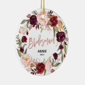 Marsala Roos Gold Bridesmaid Keramisch Ornament (Rechts)