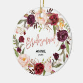 Marsala Roos Gold Bridesmaid Keramisch Ornament (Links)