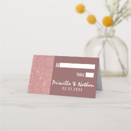 Marsala Roos Gold Glitter Color Block Place Kaarte Plaatskaartje