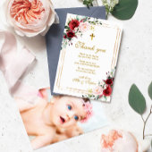 Marsala Roos & Gold Photo Baptisme Hartelijk dank Kaart