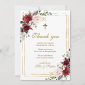 Marsala Roos & Gold Photo Baptisme Hartelijk dank Kaart (Voorkant)