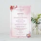 Marsala Roos Gold Waterverf Elegant Wedding Menu (Staand voorkant)