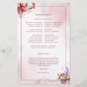 Marsala Roos Gold Waterverf Wedding Programme (Achterkant)