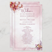 Marsala Roos Gold Waterverf Wedding Programme (Voorkant / Achterkant)