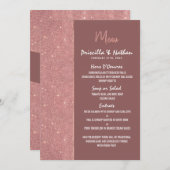 Marsala Roos Gouden Glitter Kleur Blok Bruiloft Me Menu (Voorkant / Achterkant)
