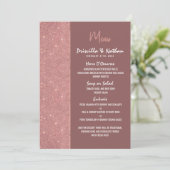 Marsala Roos Gouden Glitter Kleur Blok Bruiloft Me Menu (Staand voorkant)