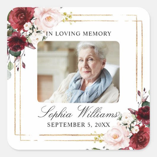 Marsala Roos Memorial Begrafenisplein Sticker (Voorkant)