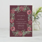 Marsala Roze Bloemblad Bruiloft Kaart (Staand voorkant)