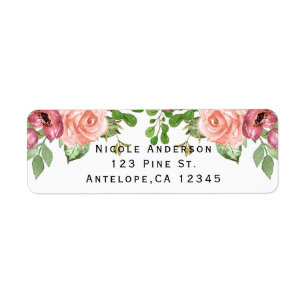 Marsala Roze Bloemen Bloemig Bruiloft Elegant Etiket