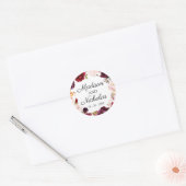 Marsala Roze Bloemen Bruiloft Envelop Seal Sticker (Envelop)