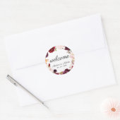 Marsala Roze Bloemen Bruiloft Welkom Stickers (Envelop)