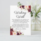 Marsala & Roze Bloemen Bruiloft Wishing Well Kaart (Staand voorkant)