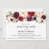 Marsala roze bloemen die weg gaan voor feest kaart (Voorkant)