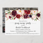 Marsala roze bloemen die weg gaan voor feest kaart (Voorkant / Achterkant)