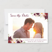 Marsala Roze Bloemen Foto Bewaar De Datum Magneten (Voorkant)