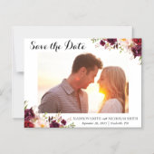 Marsala Roze Bloemen Foto Bewaar De Datum Magneten (Voorkant)