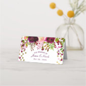 Marsala Roze Bloemen Goud Bourgogne Tafel Zitplaat Plaatskaartje (Voorkant)