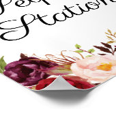 Marsala & Roze Bloemen Huwelijks Selfie Station Bo Poster (Hoek)