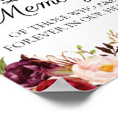 Marsala & Roze Bloemen In Liefdevolle Herinnering Poster (Hoek)