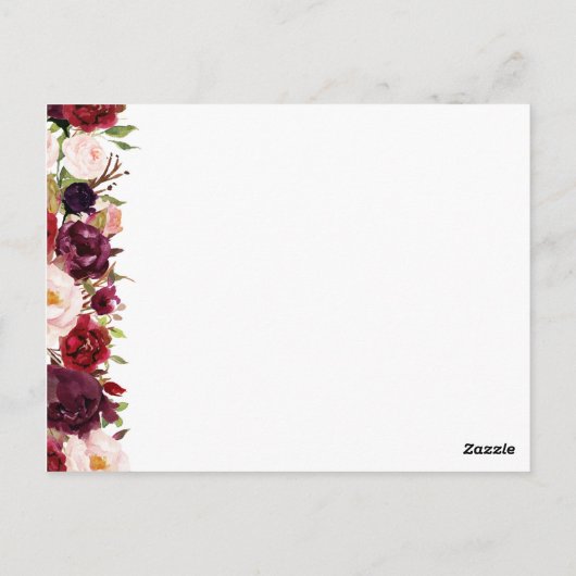 Marsala & Roze Bloemen Plaats Instelling Dank u Ka Briefkaart (Achterkant)