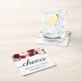 Marsala & Roze Bloemen Trouwpapier Onderzetters (Insitu)