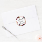 Marsala Roze Bloemenbruiloft Stickers Dank u (Envelop)