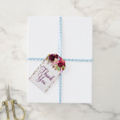 Marsala Roze Bloemig Goud Bourgondië Bruiloftsfees Cadeaulabel (Met Touw)