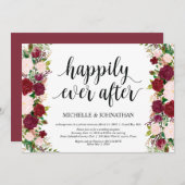 Marsala roze bloemige Happily ever after, Doorlope Kaart (Voorkant / Achterkant)