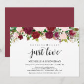 Marsala Roze bloemige Trouw Elopement Ontvangst Kaart (Voorkant / Achterkant)