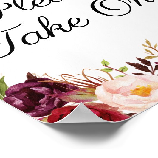 Marsala & Roze Floral Neem één Poster voor gebaren (Hoek)