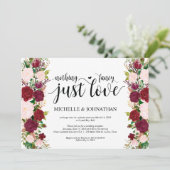 Marsala roze florale bruiloft Ontvanging Kaart (Staand voorkant)