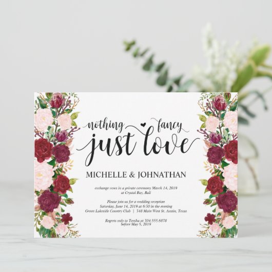 Marsala roze florale bruiloft Ontvanging Kaart (Staand voorkant)